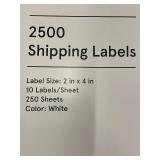 Box of 2500 White Shipping Labels - 2in x 4in - 10 Labels/Sheet