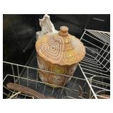 Vintage Metal Canisters and Decorative Swirl Jar Set