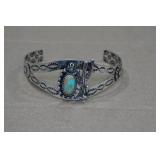 Turquoise Cactus Silver Tone Bracelet - Cactus