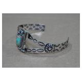 Turquoise Cactus Silver Tone Bracelet - Cactus