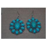 Navajo Style Turquoise Squash Blossom Necklace and Earrings