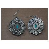Navajo Style Turquoise Squash Blossom Necklace and Earrings
