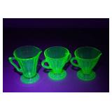 Assorted Green Depression Glass Pieces - Some Uranium
