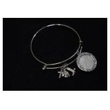Silver Toned Charm Bracelet with Buffalo Nickel Coin Charm