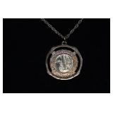 Goldtone Silver Mercury Dime Coin Pendant Necklace