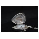 Silver Mercury Dime Coin Heart Locket Watch Necklace