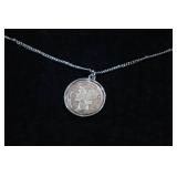 Silver Mercury Dime Coin Pendant Necklace