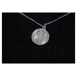 Silver Mercury Dime Coin Pendant Necklace