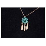 Indian Head Cent Coin and Dream Catcher Pendant Double Chain Necklace