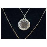 Indian Head Cent Coin and Dream Catcher Pendant Double Chain Necklace