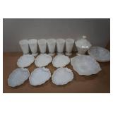 Vintage Anchor Hocking Grape Design Milk Glass Set