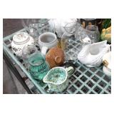 Glass Collectables - Fire King Lidded Bowl, Lefton Piggy Bank