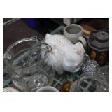 Glass Collectables - Fire King Lidded Bowl, Lefton Piggy Bank