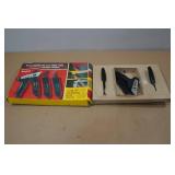 Assorted Tools -Multi-Purpose Cutter Tool, Pillow, EFCO Sharpener, Hex Drive Sockets, Makita Saw
