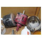 Assorted Tools -Multi-Purpose Cutter Tool, Pillow, EFCO Sharpener, Hex Drive Sockets, Makita Saw