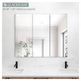 Glacier Bay 36.4 in. W x 30.2 in. H Rectangular Medicine Cabinet with Mirror in White with Adjustable Shelves  Customer Returns See Pictures