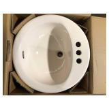 Glacier Bay Aragon 19 in. Drop-In Round Fireclay Bathroom Sink in Bone   Customer Returns See Pictures