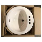 Glacier Bay Aragon 19 in. Drop-In Round Fireclay Bathroom Sink in Bone   Customer Returns See Pictures