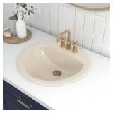 Glacier Bay Aragon 19 in. Drop-In Round Fireclay Bathroom Sink in Bone   Customer Returns See Pictures