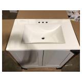 31 in. Single Sink Pearl Gray Bath Vanity with White Cultured Marble Top (Assembled)  Customer Returns See Pictures