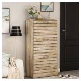 FUFU&GAGA Brown Wooden Shoes Storage Cabinet, with 3 Drawers for Entryway Hallway, 42.3 in. H x 22.4 in. W  Customer Returns See Pictures