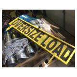 60" x 12" "OVERSIZE LOAD" 2 Sided Metal Sign on Frame