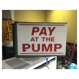 Nifty "PAY AT THE PUMP" 2 Sided Aluminum Sign in Bracket