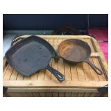 2 Cast Iron Lodge 5SK Skillet & 8SQ Square Skillet
