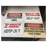 4 Aluminum DANGER Signs - 14" x 10"
