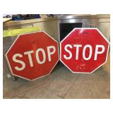 2 Aluminum STOP Signs - 30" - Nice Patina On The One