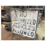 Vintage Steel Embossed NO MOTORIZED VEHICLES - Sign 18" x 18"