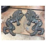 Pair Cast Aluminum Lion Ornamental Hanger Decor!!