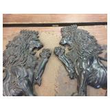 Pair Cast Aluminum Lion Ornamental Hanger Decor!!