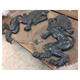 Pair Cast Aluminum Lion Ornamental Hanger Decor!!