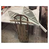 2 Pair Military Type Snowshoes & Vintage Runner Sled