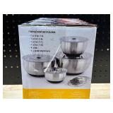 Stainless Steel Mixing Bowl Set with Lids & Grater Attachments