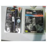 Leather work gloves, tape measure, ...