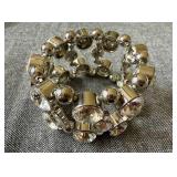 Jewelkade JK Silvertone Rhinestone Stretch Bracelet & Charm Bracelet "N" Charm