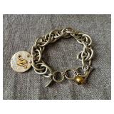 Jewelkade JK Silvertone Rhinestone Stretch Bracelet & Charm Bracelet "N" Charm