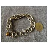 Jewelkade JK Silvertone Rhinestone Stretch Bracelet & Charm Bracelet "N" Charm