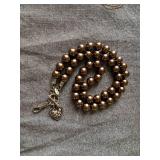 Jewelkade Brown Faux Pearl Necklace and Fleur De Lis - Eiffel Tower Charm