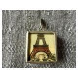 Jewelkade Brown Faux Pearl Necklace and Fleur De Lis - Eiffel Tower Charm