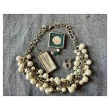 Jewelkade Faux Pearl & Crystal Necklace w/ Charms