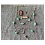 Jewelkade Aqua Bead Necklace and Charms - "Dancing Queen"