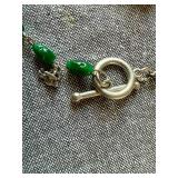 Jewelkade Green & White Beaded Necklace and Charm