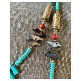 Two Beaded Necklaces, Fender Guitar Pick Necklace and Sea Glass wrapped Charm