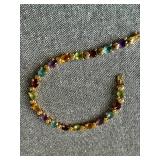 14K Yellow Gold Multi Color Stone Bracelet