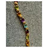 14K Yellow Gold Multi Color Stone Bracelet