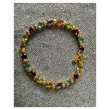 14K Yellow Gold Multi Color Stone Bracelet
