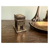 Vintage Paris Ashtray/Trinket Dish & Three Small Metal Buildings
